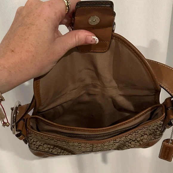 Coach 6818 Vintage Soho British Tan Leather & Signature C Canvas Bag RARE - Picture 7 of 10